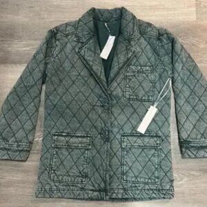 NWT Young Fabulous & Broke Walker Quilted Jacket Mineral Green Denim Coat Medium